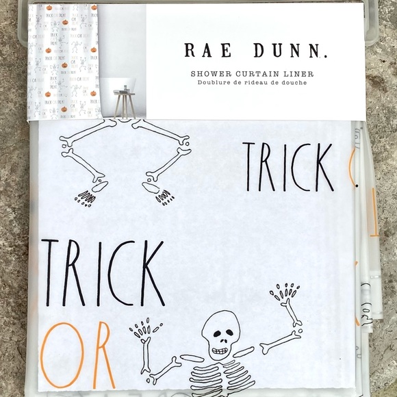 Rae Dunn TRICK OR TREAT Shower Curtain Liner - Picture 3 of 3